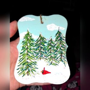 Hand painted wooden Christmas ornament